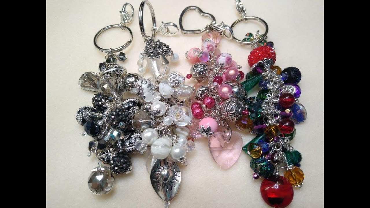 Purse Charm Silver Tone Glass Beads Charms Chunky Bling Key Chain New | eBay