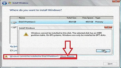 Fix Windows Cannot be Installed to Disk 0 Partition 1 Error GPT Style