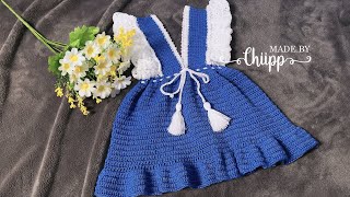 B48. Móc váy bèo nhún xinh xắn cho bé-crochet baby dress