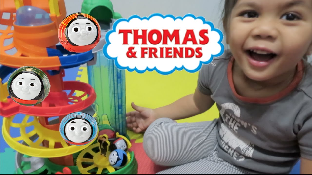 Troy playing with Thomas the Tank Engine Rail Rollers Spiral