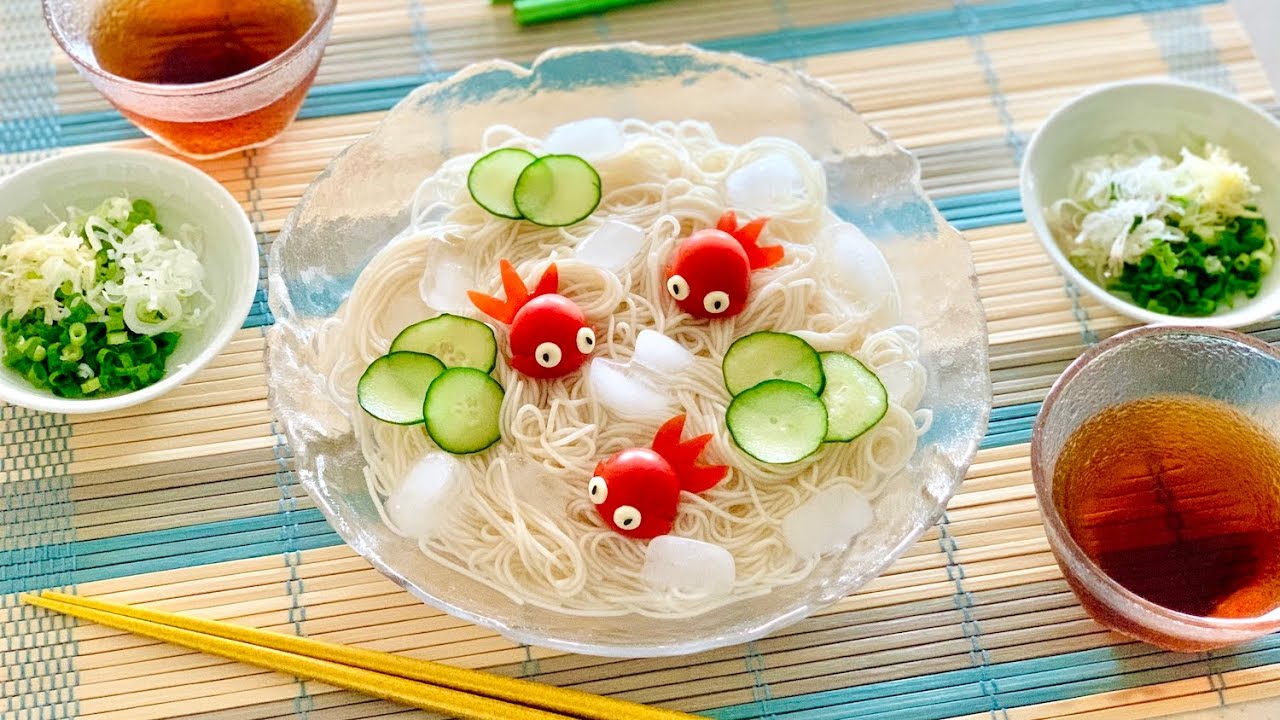 Goldfish Tomato Somen Noodles (Kawaii Tomato Carving Garnish Idea) Recipe | OCHIKERON | ochikeron