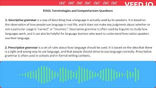 Descriptive grammar  vs Prescriptive grammar