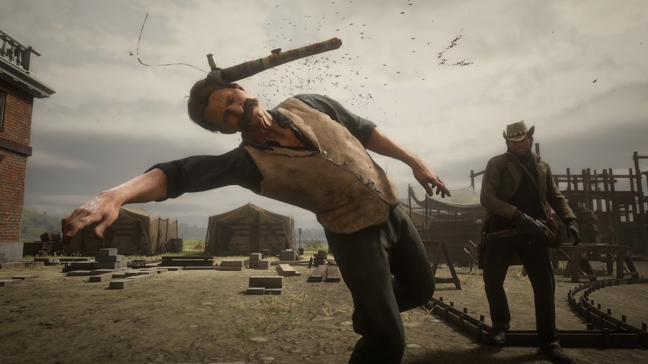 Red Dead 2 - Bloody Axe Kills - Brutal Kills Compilation - Funny Moments Ragdoll Physics Gameplay