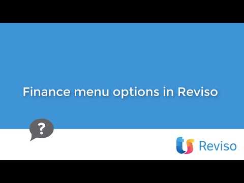 Finance menu options in Reviso