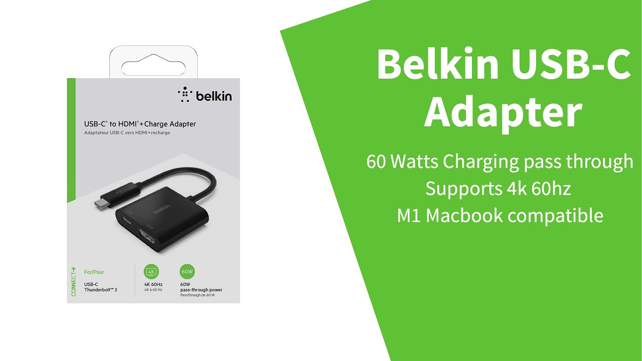 Belkin Usb-C to HDMI - 4k 60Hz /Charging Adapter (for Macbook M1) - YouTube Belkin Usb-C to HDMI - 4k 60Hz /Charging Adapter (for Macbook M1) - YouTube