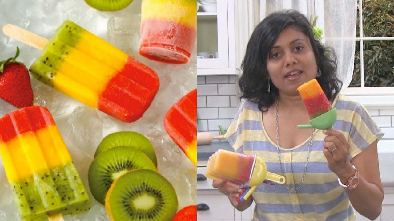 Homemade Fruity Popsicles Recipe - Mango Strawberry Kiwi Popsicles by Bhavna | Bhavna