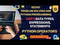 GE3151 PSPP UNIT II | Python Operators | Types of Operators in Python with Examples #PythonOperators
