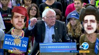 Nick's characters hijack a Bernie Sanders rally