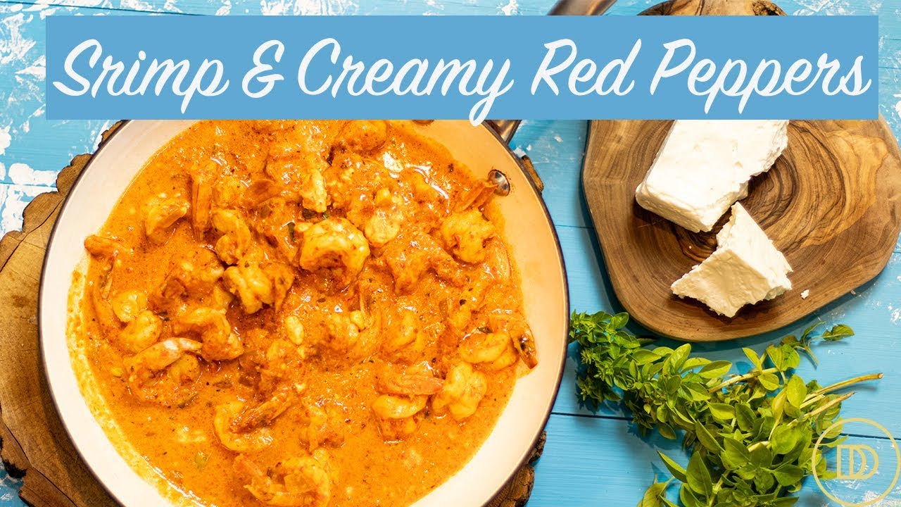 Shrimp In A Creamy Roasted Red Pepper Sauce Low Carb Recipe Youtube