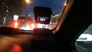 HUD ヘッド アップ ディスプレイ OBD2 連動 ワーニング機能付 簡単取付 車速 燃費など フロントガラスに投影