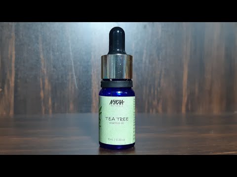 Nykaa tea tree essential oil review, best oil for blemishes and pimples and hairs and nails