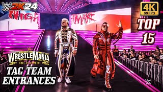 WWE 2K24 - Top 15 Custom Tag Team Entrances In WrestleMania - 4K60FPS