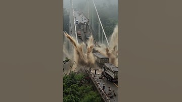 Bridge Collapse Disaster Caught on Camera  Shocking AI Realistic Truck Accident Flood #viral #shorts