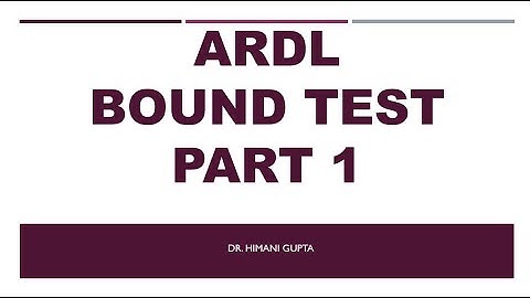 ARDL bound test : Part 1