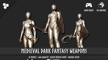 Medieval Dark Fantasy Weapons Preview