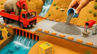 Experiment Build a Small Bridge - DIY Mini Tractor Builds Real Concrete Bridge and Railway Track
