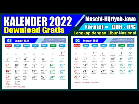 Kalender 2022 Lengkap dengan Tanggal Merah Masehi, Hijriyah, Jawa - Download format CDR - Template