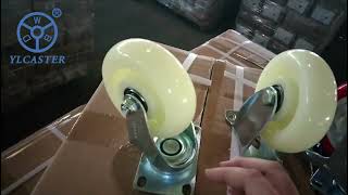 4 inch white plastic swivel and rigid casters funtion check-YLcaster
