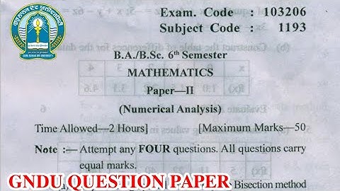 Gndu BA / Bsc 6th Semester Mathematics Question Paper || Bsc 6th Semester Mathematics Question Paper