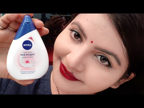 Nivea milk delight caring rose water face wash for sensitive skin review & demo | skincare | RARA