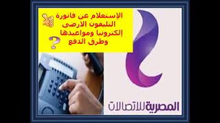 الإستعلام عن فاتورة التليفون الأرضي إلكترونيا ومواعيدها وطرق الدفع .