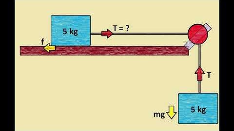 A block of mass 5 kg resting on a horizontal surface is connected by a cord passing over a light
