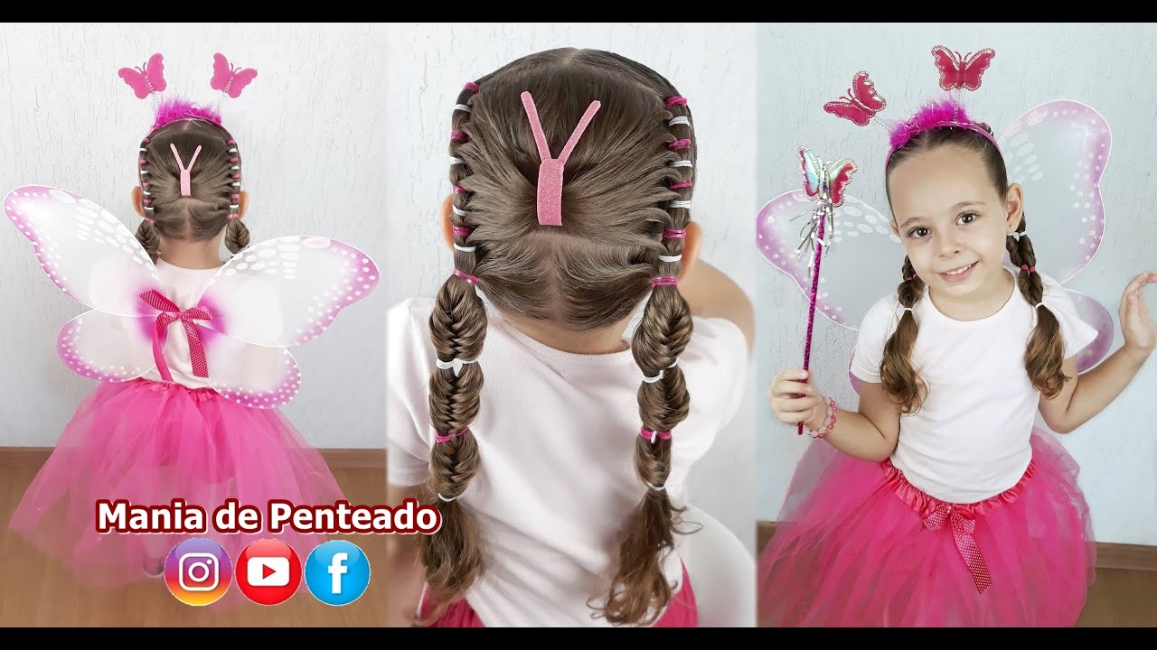 Penteado Infantil Borboleta com Ligas para Carnaval | Butterfly Hairstyle  with Elastics for Girls 🦋 - thptnganamst.edu.vn