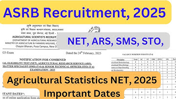 ASRB NET, ARS | STO | SMS Recruitment 2025 – Official Notification Released! 📢