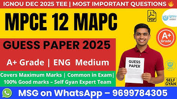 MPCE-012 Guess Paper 2025 | IGNOU MAPC Important Questions | Exam-Oriented Guide by Self Gyan