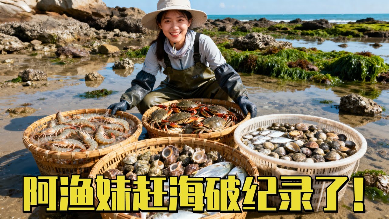 阿渔妹破纪录了！赶海史上最疯狂一次，大卡车都装不下了！#赶海