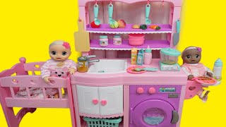 Baby Alive baby doll Twins Feeding Routine in baby doll Nursery with kitchen