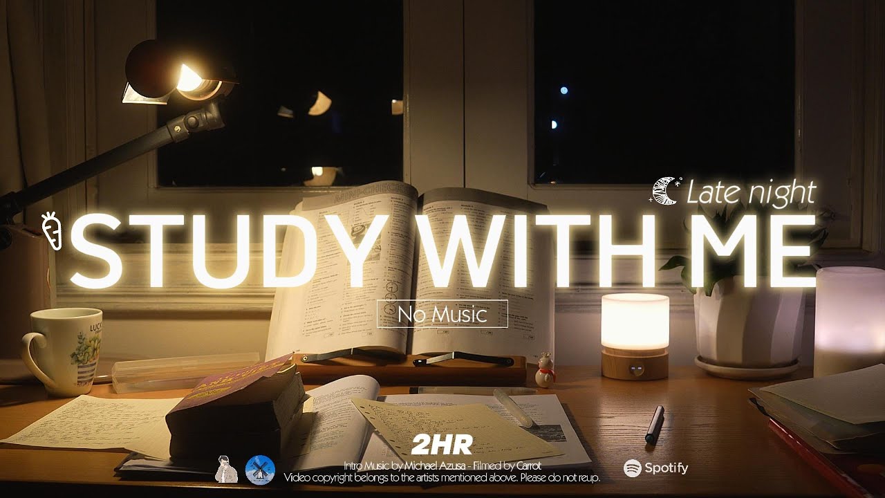 2-HOUR STUDY WITH ME late night 🌙| NO MUSIC, Fire Crackle🔥| Pomodoro 50-10