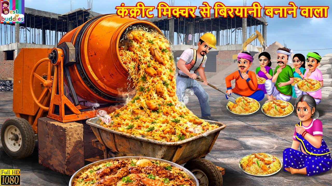 कंक्रीट मिक्चर से बिरयानी बनाने वाला | Hindi Kahani | Hindi Cartoon | Moral Stories | Hindi Story