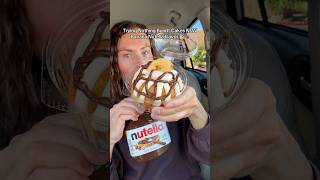 Trying Nothing Bundt Cakes NEW Banana Hazelnut Cake 🍌🍫 #fastfood #newfood #dessert #nutella #cake