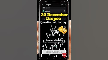 Dropee question of the day code 20 December | Dropped question of the day code | Dropee Code