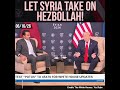 Trump: Syria Should Take Care of Hezbollah Do Israel and Lebanon Can Stop Fighting