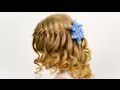 Waterfall brading on wavy hair. Party hairstyle for little girl #9