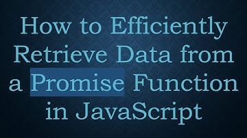 How to Efficiently Retrieve Data from a Promise Function in JavaScript