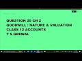 Ques 25 Ch 2 Goodwill Nature & Valuation :Class 12 Accounts T S Grewal