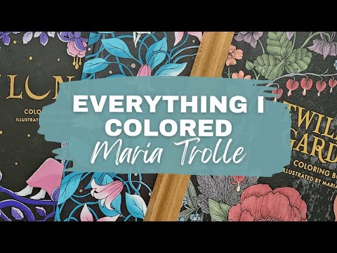 Maria Trolle Books And Finished Pages | Adult Coloring Book Collection Part 4