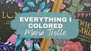 Maria Trolle Books and Finished Pages | Adult Coloring Book Collection Part 4