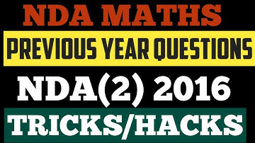 2016 (II) NDA Maths Previous Year Questions Part 1 | NDA Maths Videos | NDA Maths Jugad Se