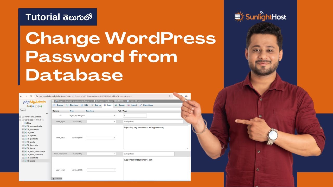How to Change WordPress Password from the Database on Sunlight Host ...