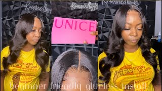 You NEED this 7x5 Glueless Ready to wear Wig from UNICE HAIR! PRE- curled, plucked && bleached 🖤