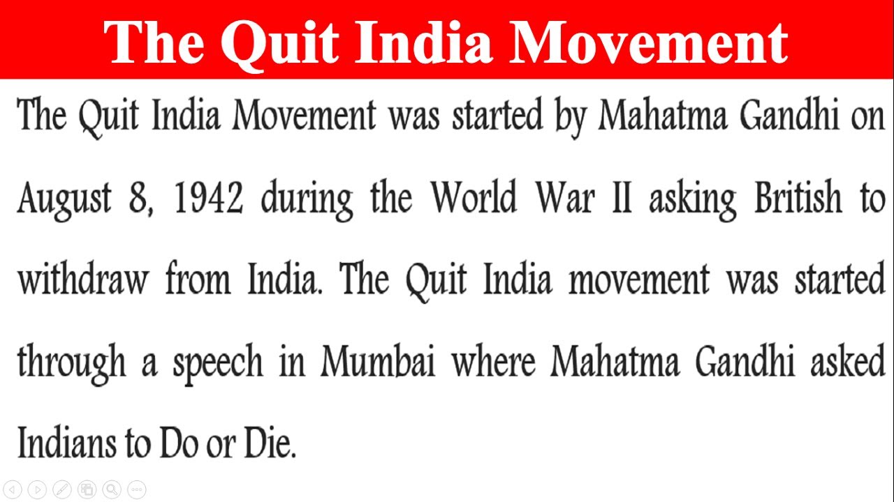 short essay on quit india movement in english