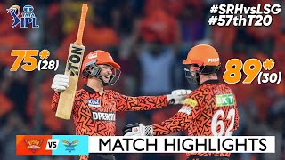 SRH vs LSG 57th IPL Match Highlights 2024 | Travis Head 89 Runs In 30 Balls Highlights & Abhishek 75