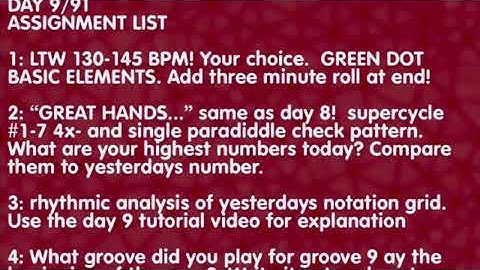 Day 9 assignment list