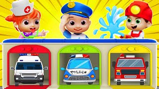 Police Cars Little Fan, Fire Truck, Ambulance | Little Rescue Squad | CoComelon Toys Nursery Rhymes