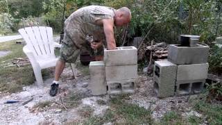 Four block rocket stove with the Driveway Primitive