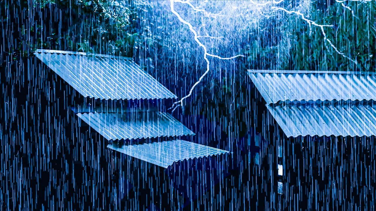 (NO ADS) Say Goodbye to Insomnia 🌧️ Heavy Rain & Thunderstorm Sounds For Sleeping All Night Long